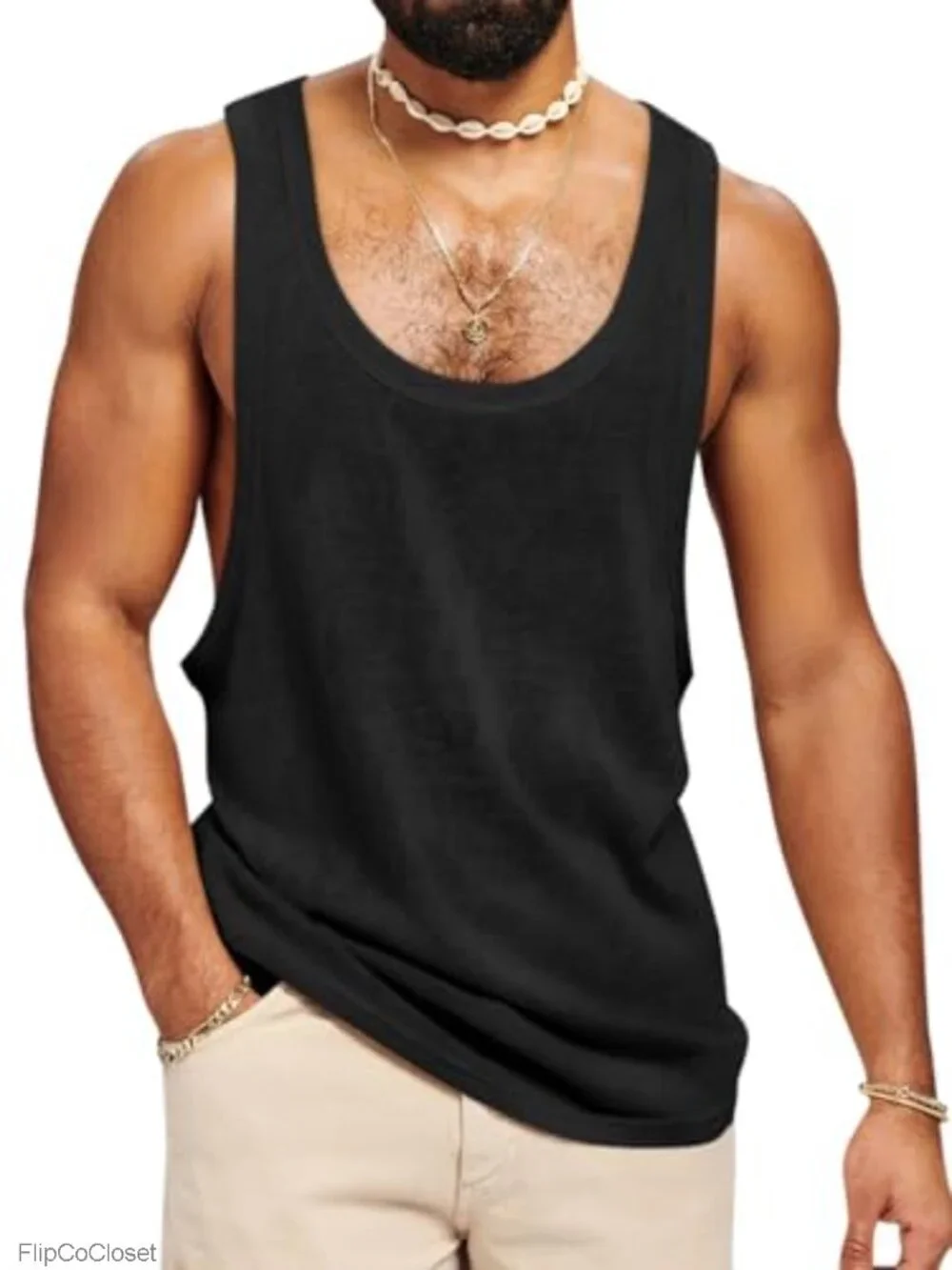 Men's Loose Fit Cotton Blend Tank Top Sleeveless Gym Workout Shirt